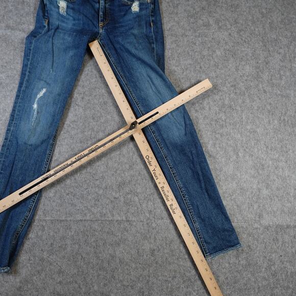 Rag and Bone Jeans Womens 24 Skinny La Paz Distressed Denim Medium Wash Raw Hem - Picture 2 of 12